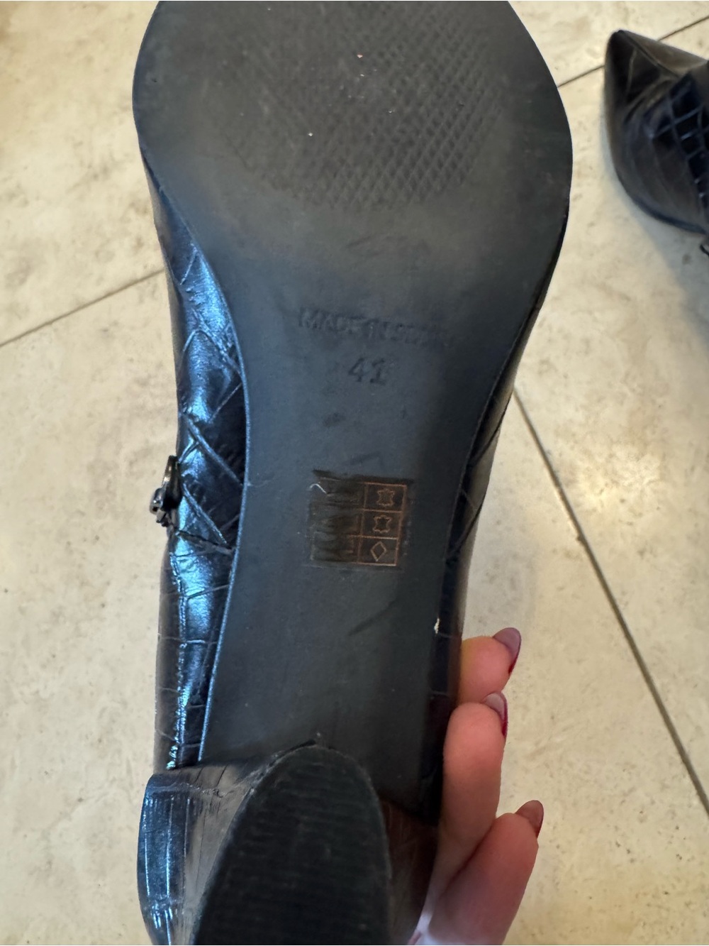 L’intervalle Black Croc-Embossed Pointed Toe Ankle Boots - Picture 5 of 5